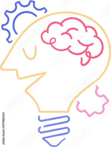 mindfulness concept thinking analyzing system rough line illustration
