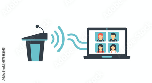 Remote meeting with speaker and audience.