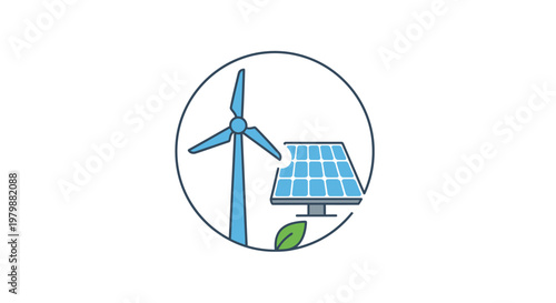 Renewable Energy Icon Wind Turbine Solar.