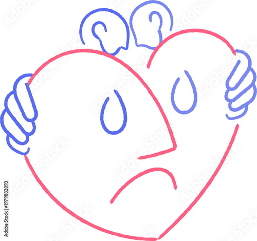 tear of heart abstract line art roughen style
