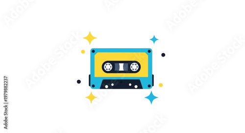 Retro Cassette Tape Music Media.
