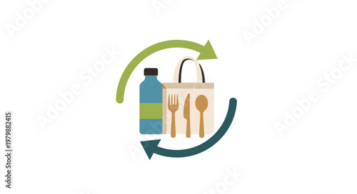 Reusable bag with eco friendly utensils.