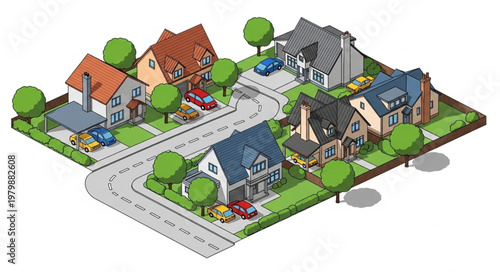 Suburban Neighborhood Residential Houses.