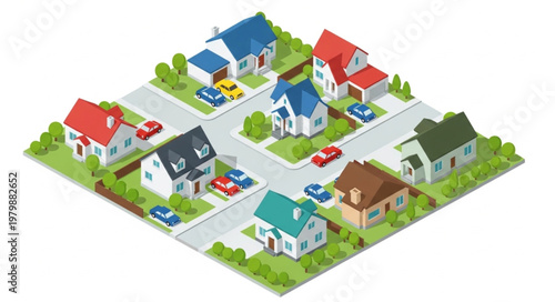 Suburban Neighborhood Residential Houses.