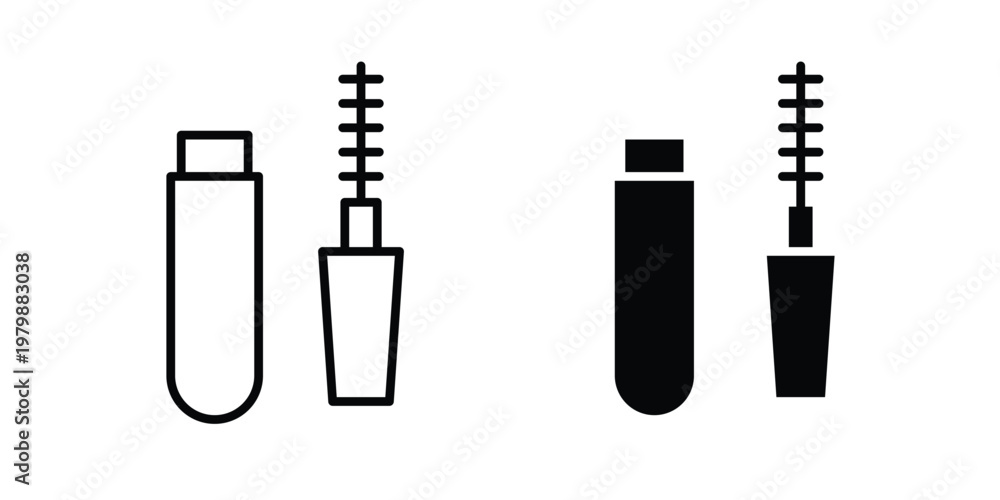 Obraz premium Mascara brush icon. Flat and outline icons. Black icons