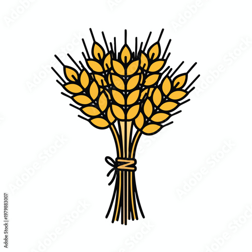 Stylized Illustration of a Wheat Bouquet for Agricultural or Nature Themed Projects