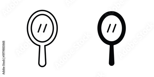 Mirror icon. Flat and outline icons. Black icons