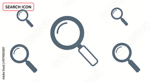 search icon set for website and app design with magnifying glass symbol