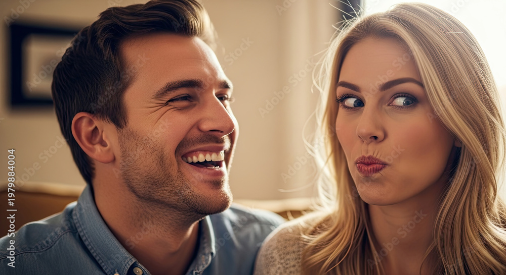 Fototapeta premium Partner laughing at silly face