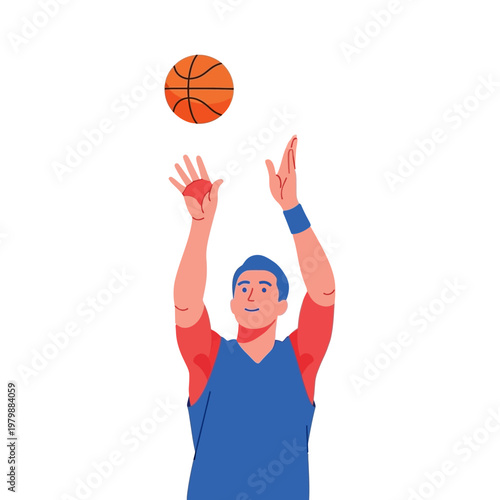 Basketball player shooting a ball, dynamic action illustration, sports concept