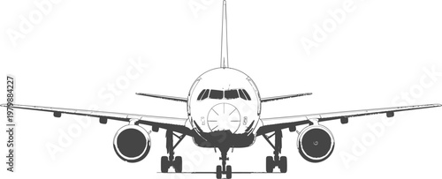 Airplane flying towards the viewer on a runway at the airport