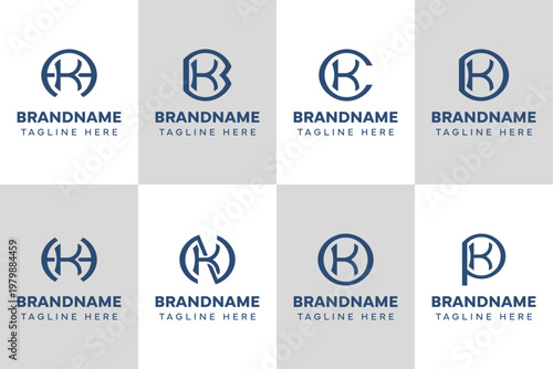 Letters KA KB KC KD KH KN KO KP Monogram Logo Set