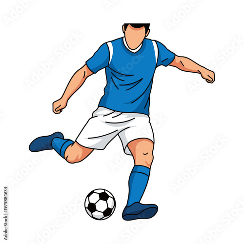 Soccer Player Kicking Ball - Dynamic Action Illustration