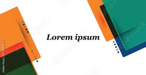 Vibrant abstract geometric background with overlapping colorful shapes and decorative dots vector illustration