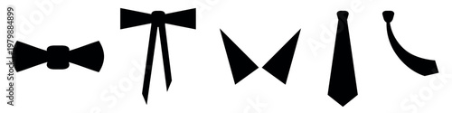 Silhouettes of bow ties and ties vector set. Vector on white background