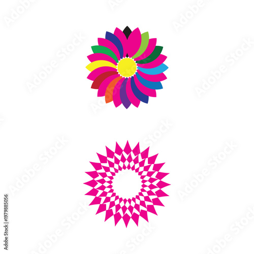 Set of Vibrant Abstract Flower Illustrations