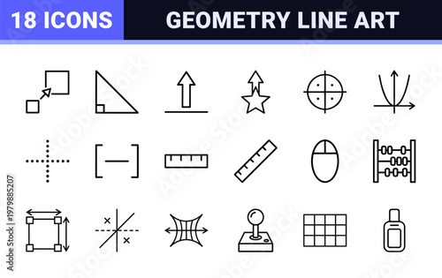 Minimalist Mathematics and Geometry Outline Icon Set