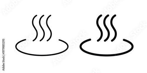 Onsen icon. Flat and outline icons. Black icons