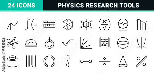 Minimalist mathematics and science outline icons for education and research