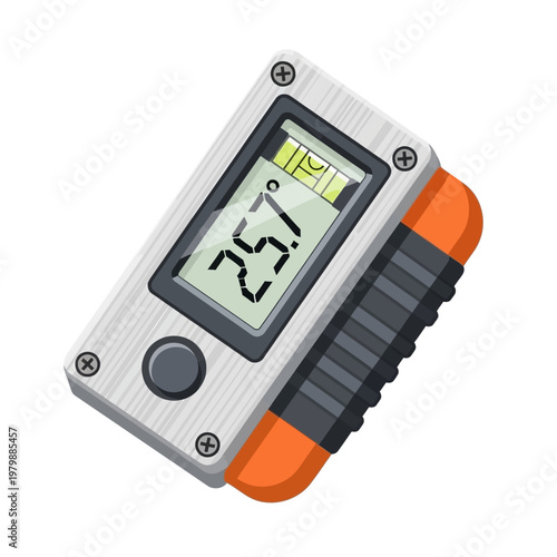 Digital Angle Finder Level Tool with LCD Display and Orange Grip