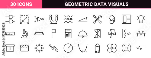 Minimalist mathematics and logic data visualization icon set