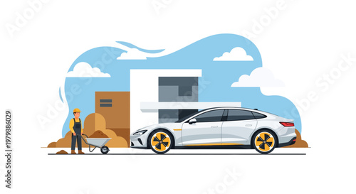 Man pushing a loaded hand truck.