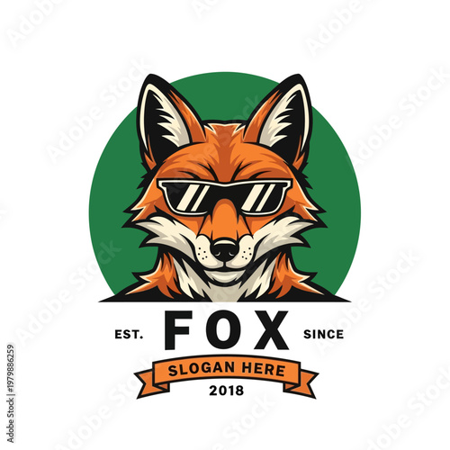Cool Fox Mascot Wearing Sunglasses Logo Design.