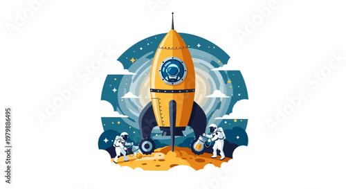 Rocket Ship Astronaut Space Exploration.