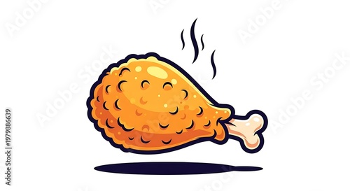 Delicious fried chicken leg isolated white background crispy food illustration