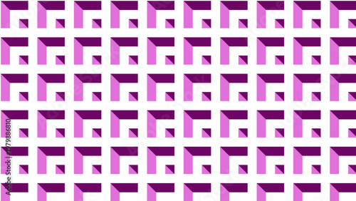 Seamless purple terracotta geometric embossed pattern with 3D square elements on white background.