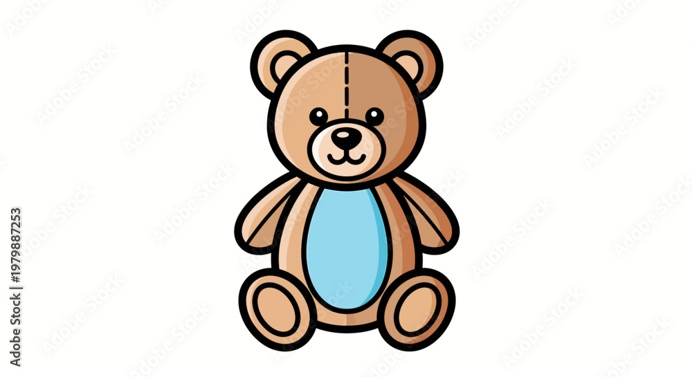 Fototapeta premium cute teddy bear sitting on white background for kids branding