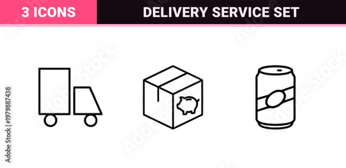 Logistics and shipping delivery outline icon set.