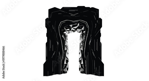 Portal stands as a dark geometric gateway representing a futuristic entrance way.