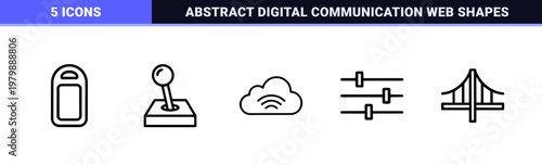 Cloud computing line icon set for data network and storage.
