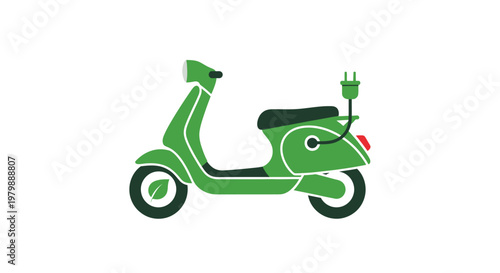 Green Electric Scooter Vehicle Transportation.