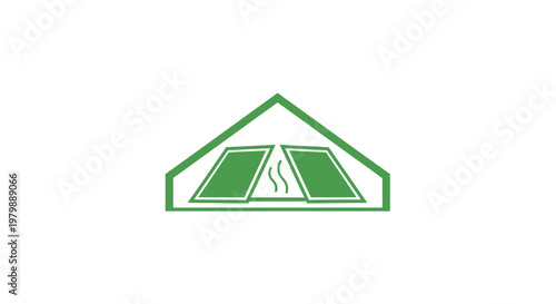 Green house roof solar panel icon.