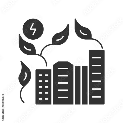 Green City With Green Energy Icon