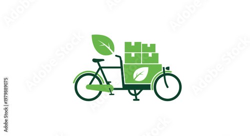 Green bicycle with delivery boxes.