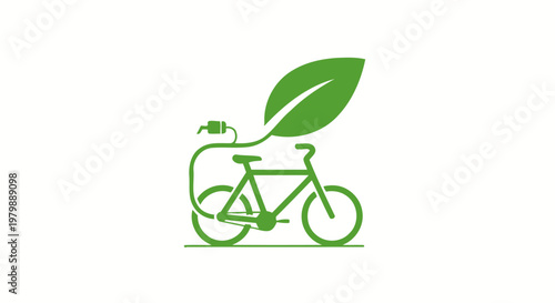 Green bicycle with leaf on back.
