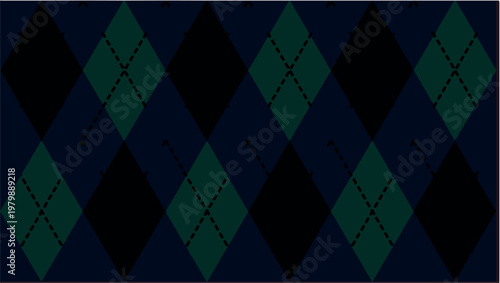 PrintNavy Black Teal Argyle Harlequin Diamond Seamless Pattern