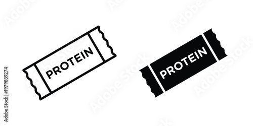 Protein bar icon. Flat and outline icons. Black icons