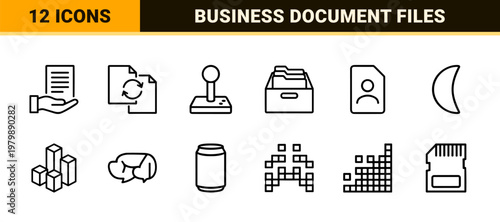 Business document and paperwork outline icon set.