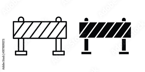 Roadblock icon. Flat and outline icons. Black icons