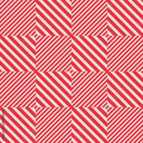 Seamless Vibrant Summer Red Optical Illusion Diagonal Stripes Pattern