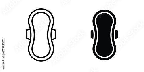 Sanitary pad icon. Flat and outline icons. Black icons