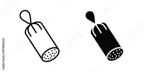 Sausage salami icon. Flat and outline icons. Black icons