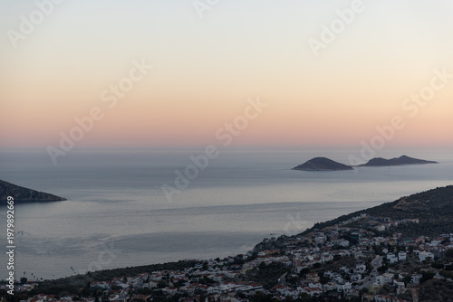 Mediterranean sea and distant horizon creating a tranquil sunset mood ideal f...