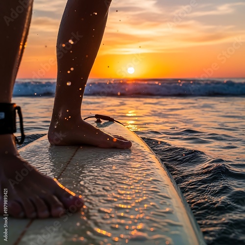 Surfing into the Sunset - A Moment of Balance and Serenity.