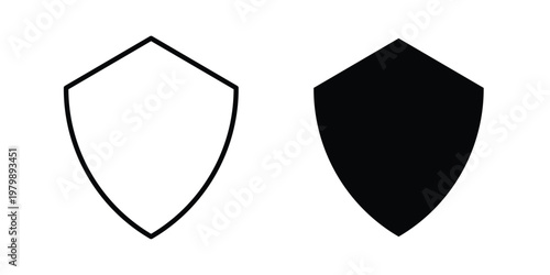 Shield icon. Flat and outline icons. Black icons
