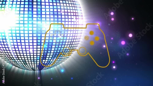 Animation of spots of light over spinning mirror ball